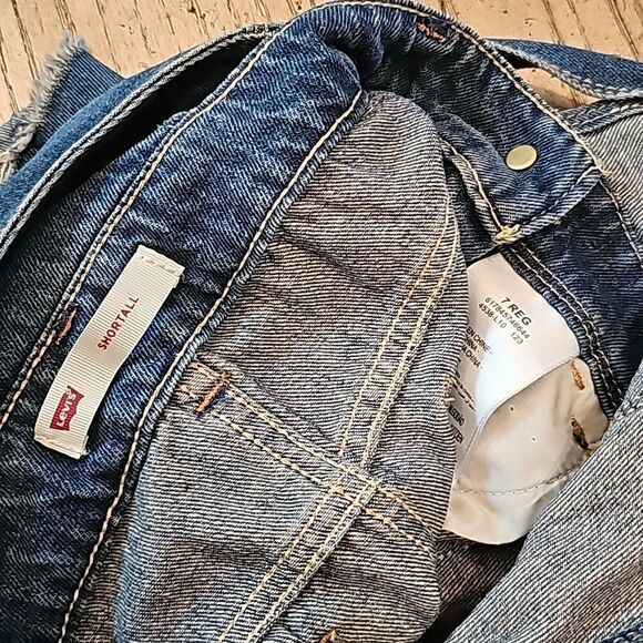 Levi's shorttall girls denim short overalls size 7 - Picture 8 of 9